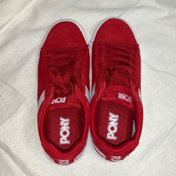 Women's PONY Classic Low Red Suede Shoes Size 7.5 - Picture 11 of 13